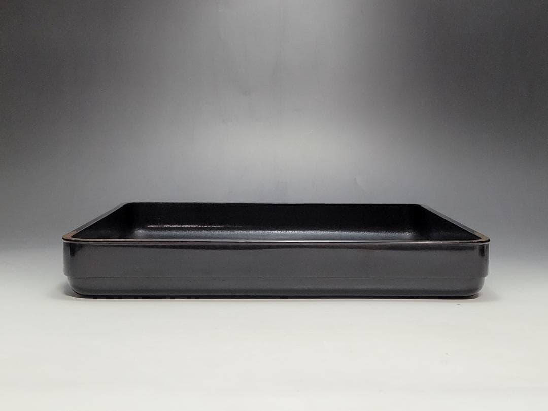 木製漆器 鼠ネズミ 花紋 お盆 幅約27.2cm