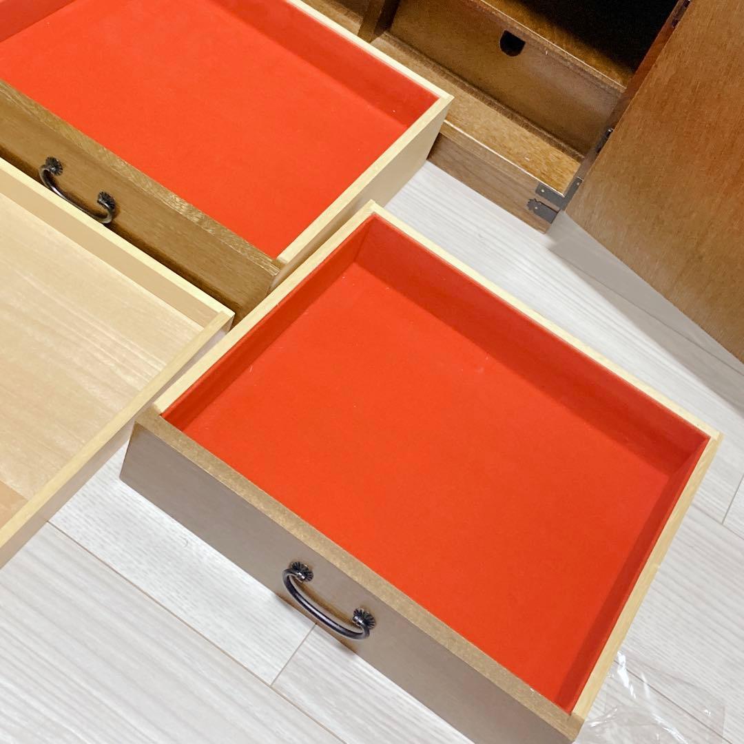 美品 鍵付き 民芸調 からくり箪笥 昭和レトロ 職人技 希少 天然木 小物入れ