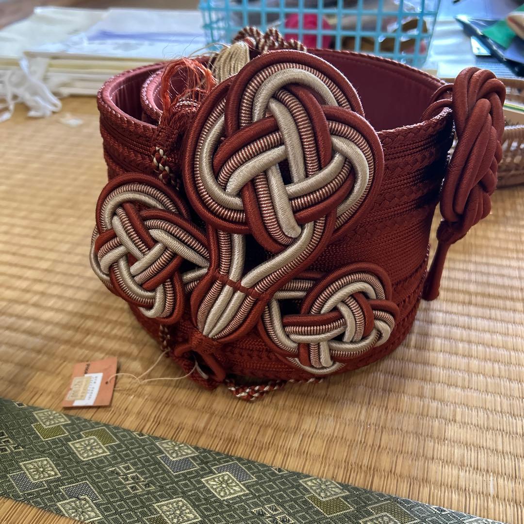 和装小物 組紐装飾 赤 黄