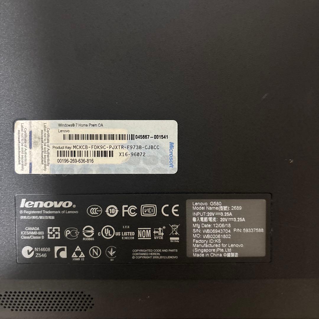 中古　Lenovo G580 ノートPC