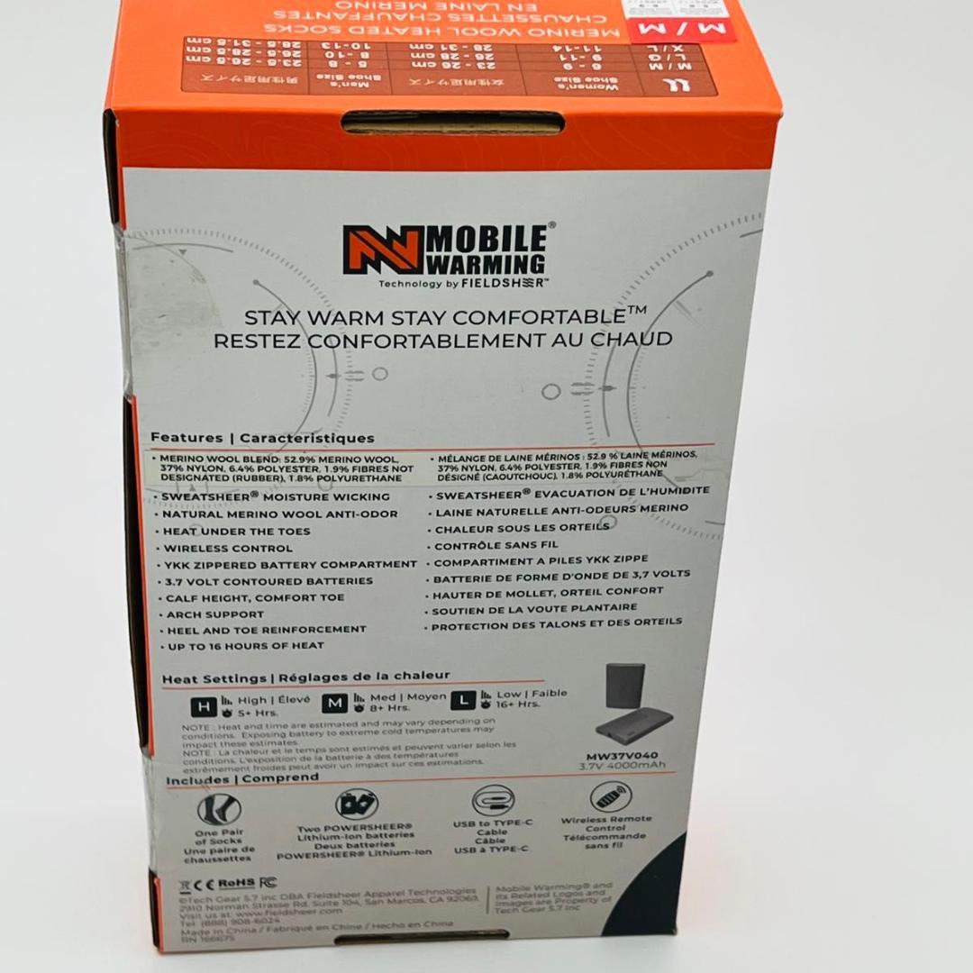 MOBILE WARMING メリノウール 電熱ソックス Mサイズ 2足セット
