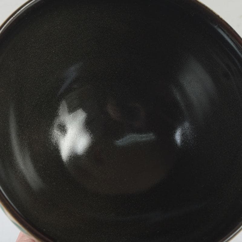 茶道具　京焼　瑞雲造　天目釉　七宝つなぎ　数茶碗　十客　共箱　M　9928A
