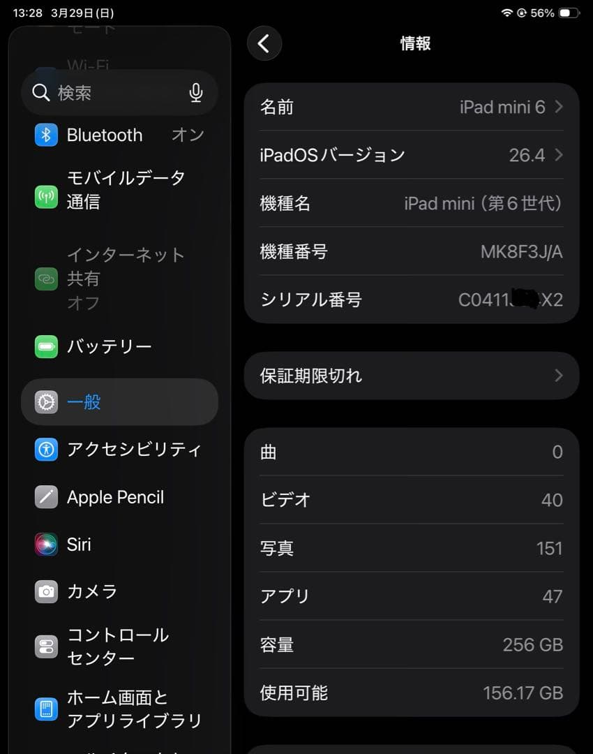 iPad mini6 256GB Cellular バッテリー96% 美品