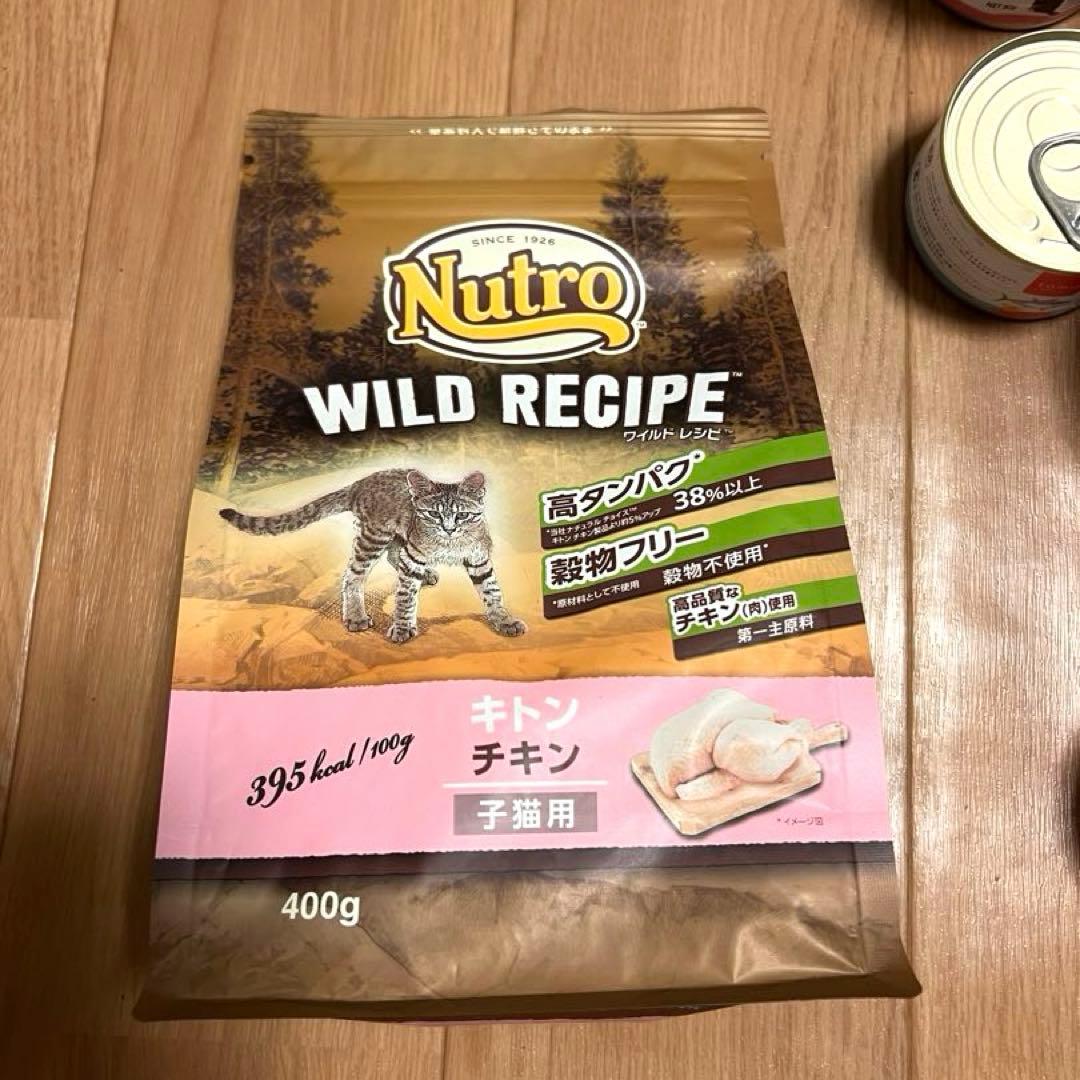 猫壱食器2個とキャットフードまとめセット【子猫&成猫】Nutroワイルドレシピ等