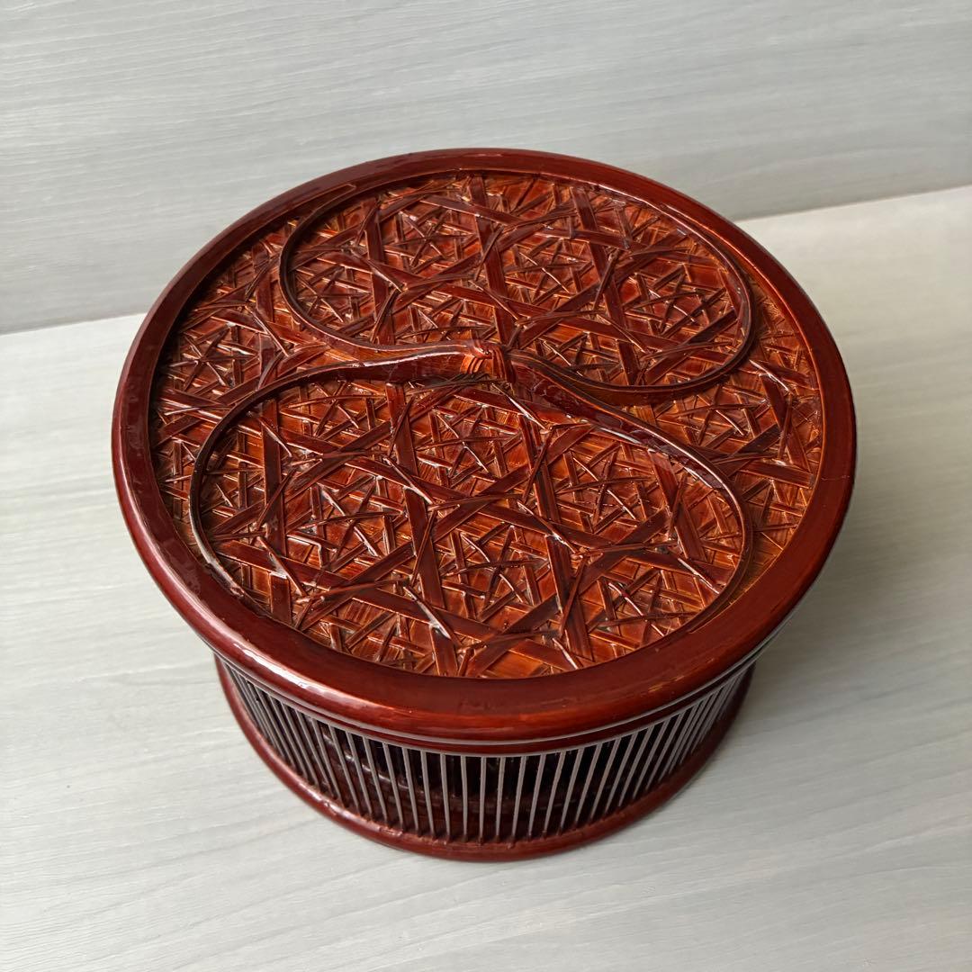 蓋付き小物入れ　菓子器 大小2点セット　茶道具　籠　インテリア