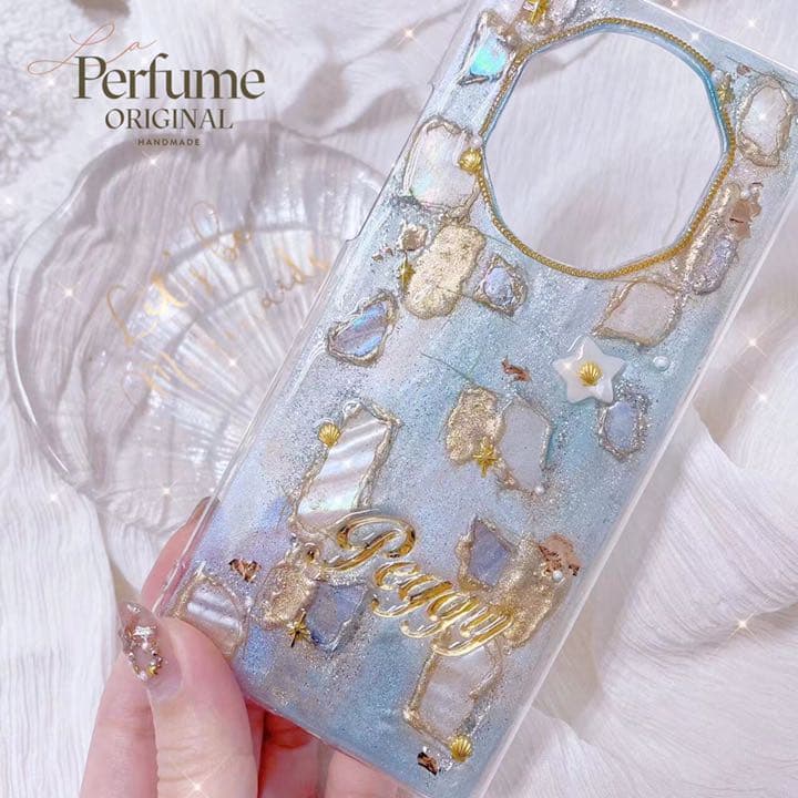 名入れ♡ニュアンスアートペイント✨キラキラグラデーション iPhoneケース