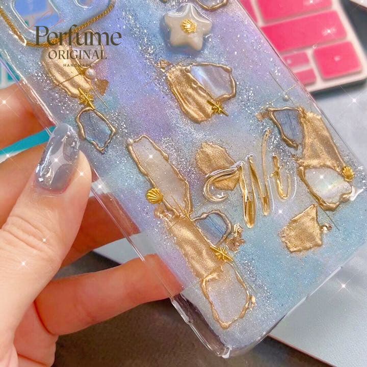 名入れ♡ニュアンスアートペイント✨キラキラグラデーション iPhoneケース