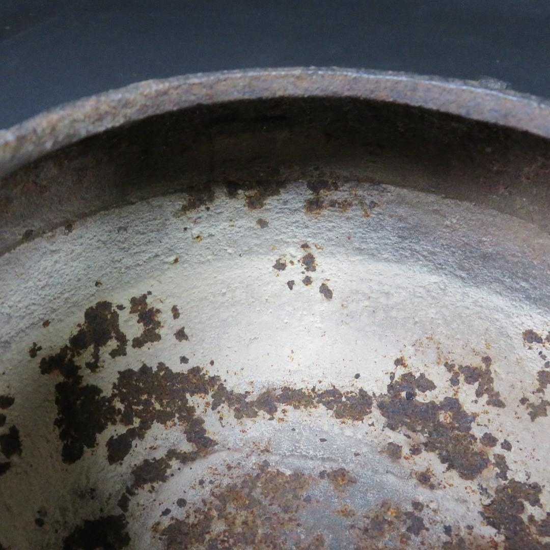茶釜 木箱 合い箱 茶道具 広口平釜 縦筋地紋釜 兜形釜