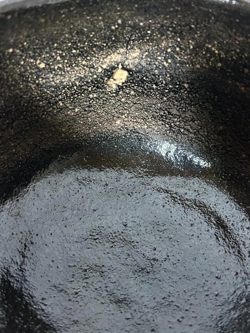 黒楽茶碗 抹茶椀 佐々木松楽 在銘