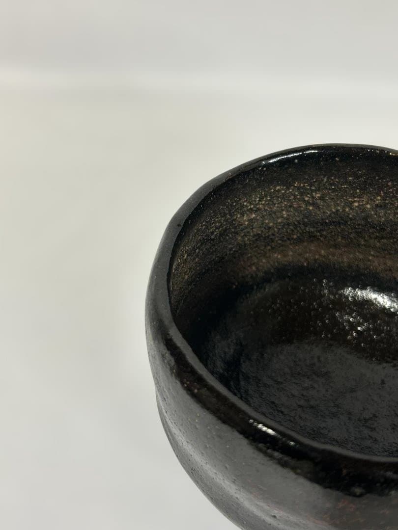 黒楽茶碗 抹茶椀 佐々木松楽 在銘