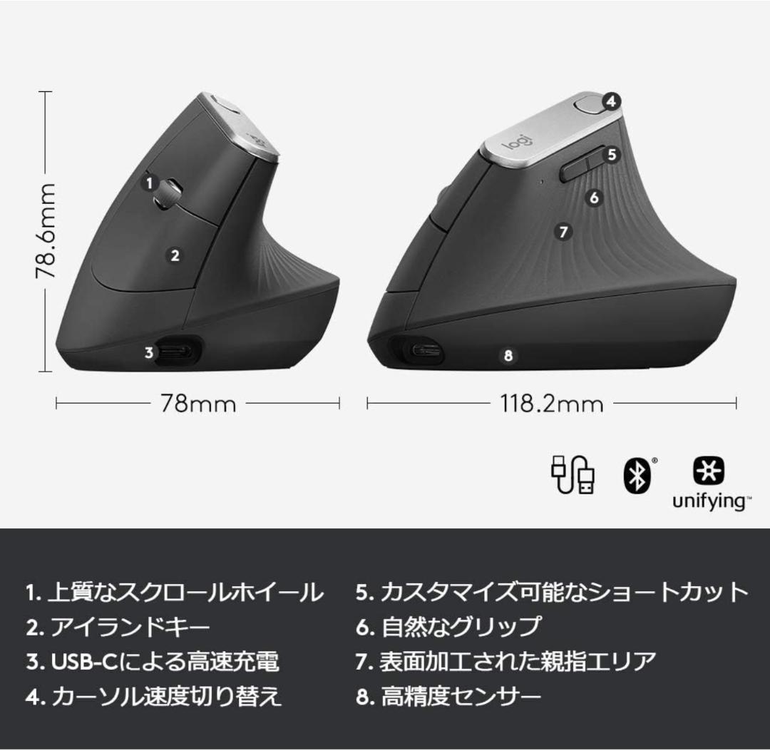 【開封のみ】logicool マウス MX Vertical