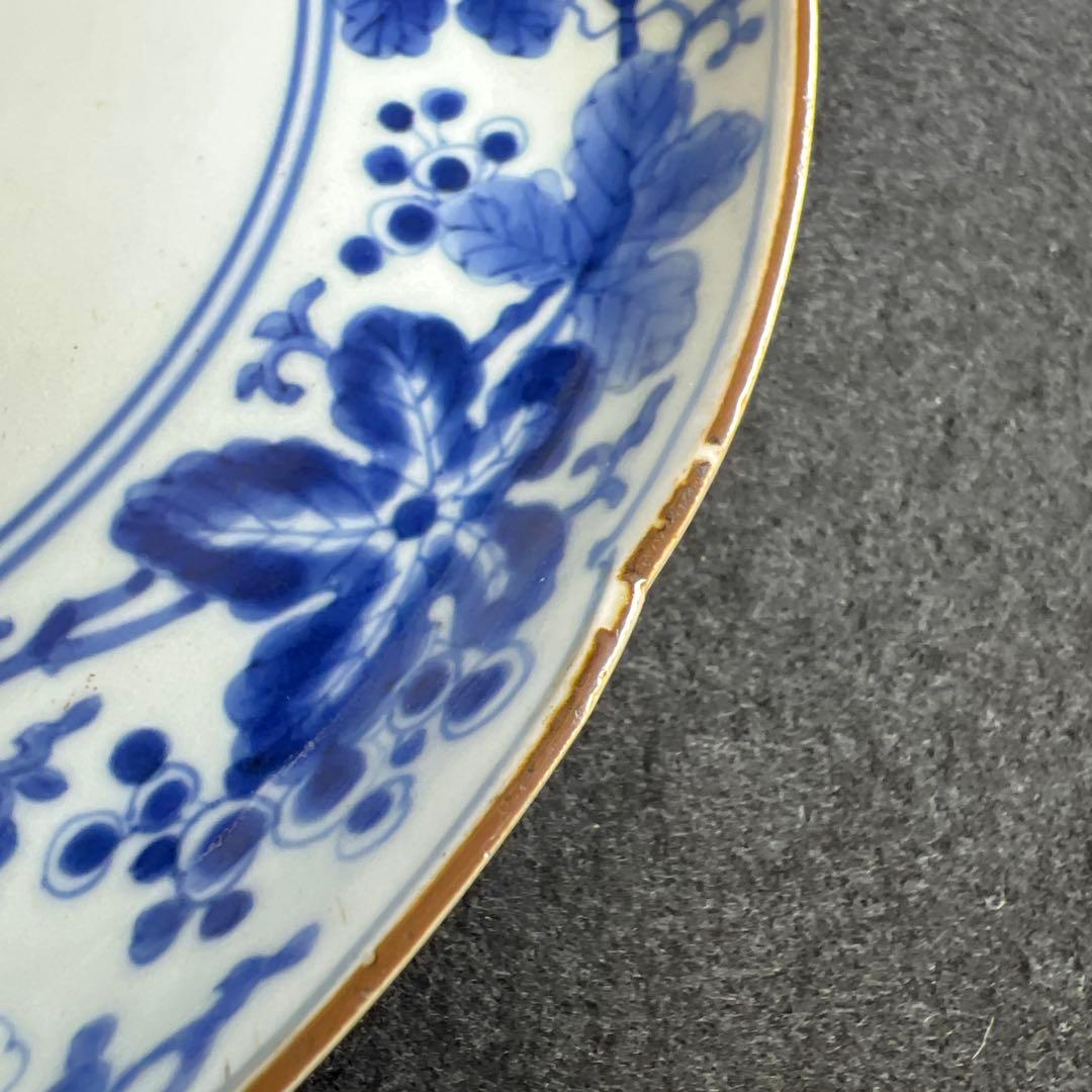 伊万里　柿右衛門手　葡萄絵皿　合箱　幅約22㎝　東Y8-0226①タヒチル