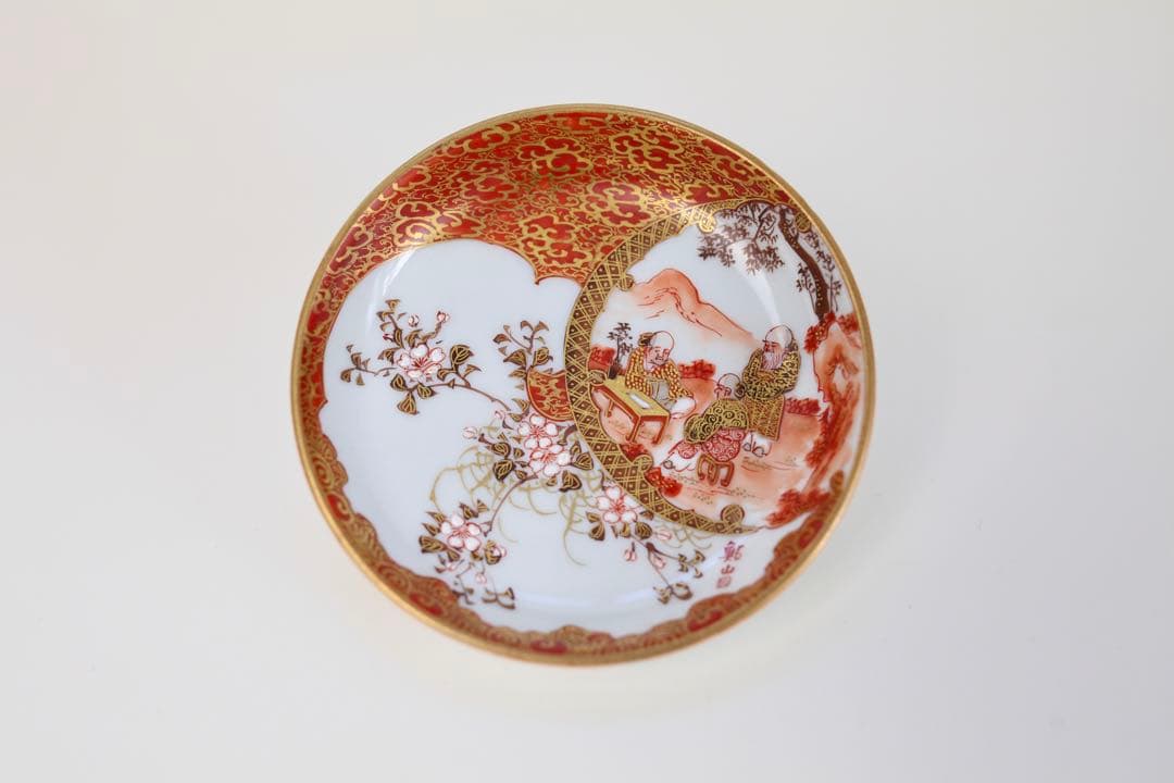 九谷焼 栄喜堂 赤絵 金彩 色絵 茶道具 九谷 陶磁器 和食器皿 10客 6-3