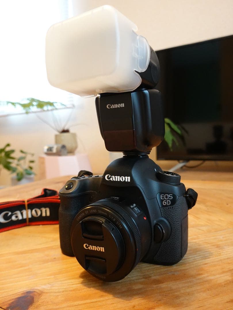 Canon EOS 6D デジタル一眼カメラ　ストロボ+純正レンズ50mm付き