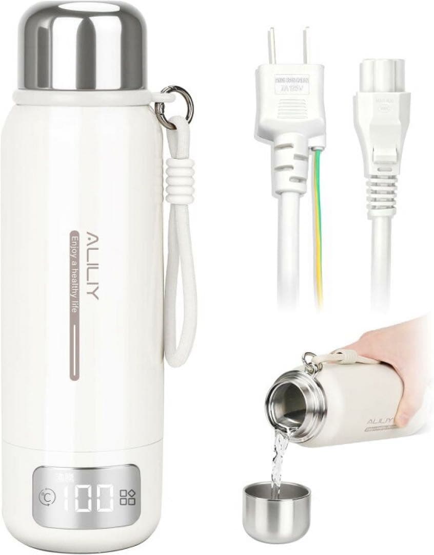 電気ケトル トラベルケトル　500ml ポータブル 保温保冷 ステンレス