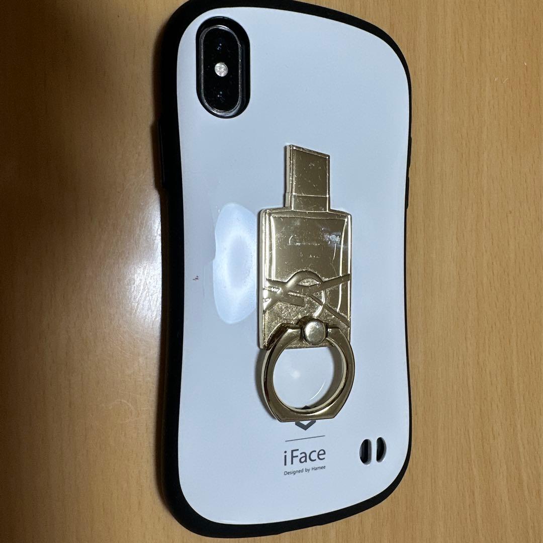 ト*ゥ様 iFace ケース ホワイト ゴールド リングスタンド付き