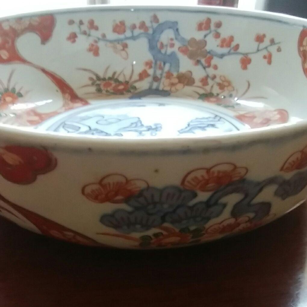 124   古伊万里　見込み染付山水図　大深皿