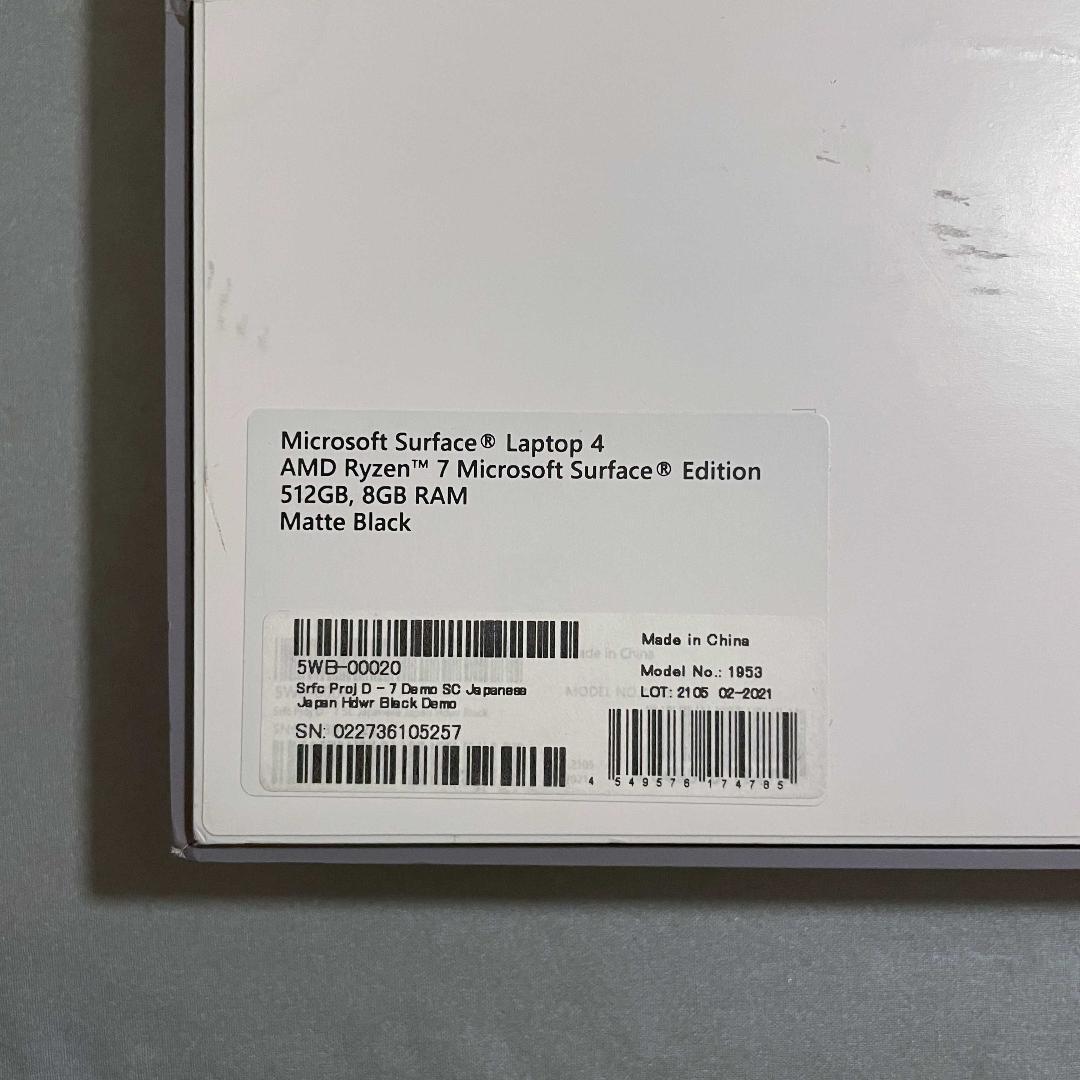 Surface Laptop 4 Ryzen 7 8GB 512GB 15インチ
