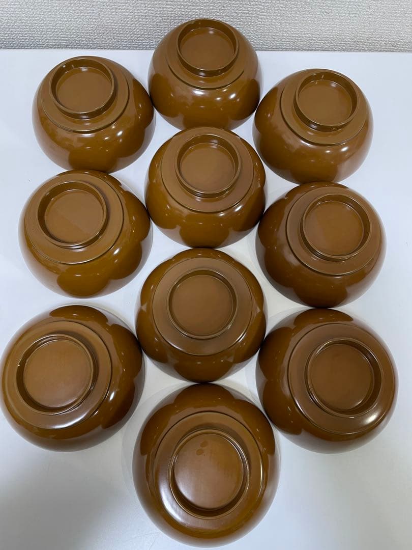 漆器 時代 黄漆 内朱塗 漆器 吸物 懐石椀 煮物椀 10 客 松 貝柄