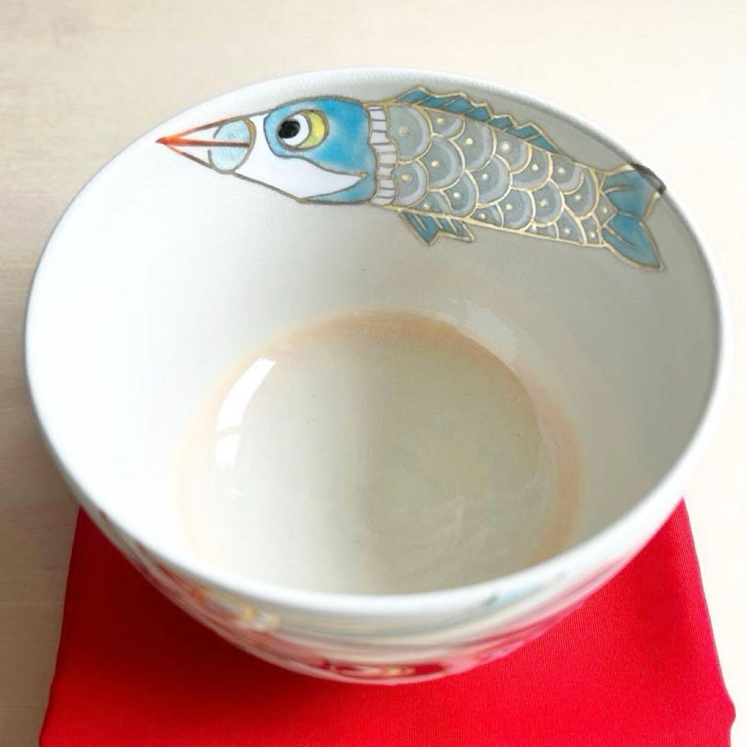 京焼　色絵　鯉のぼり(パステルカラー) 抹茶茶碗　茶道具