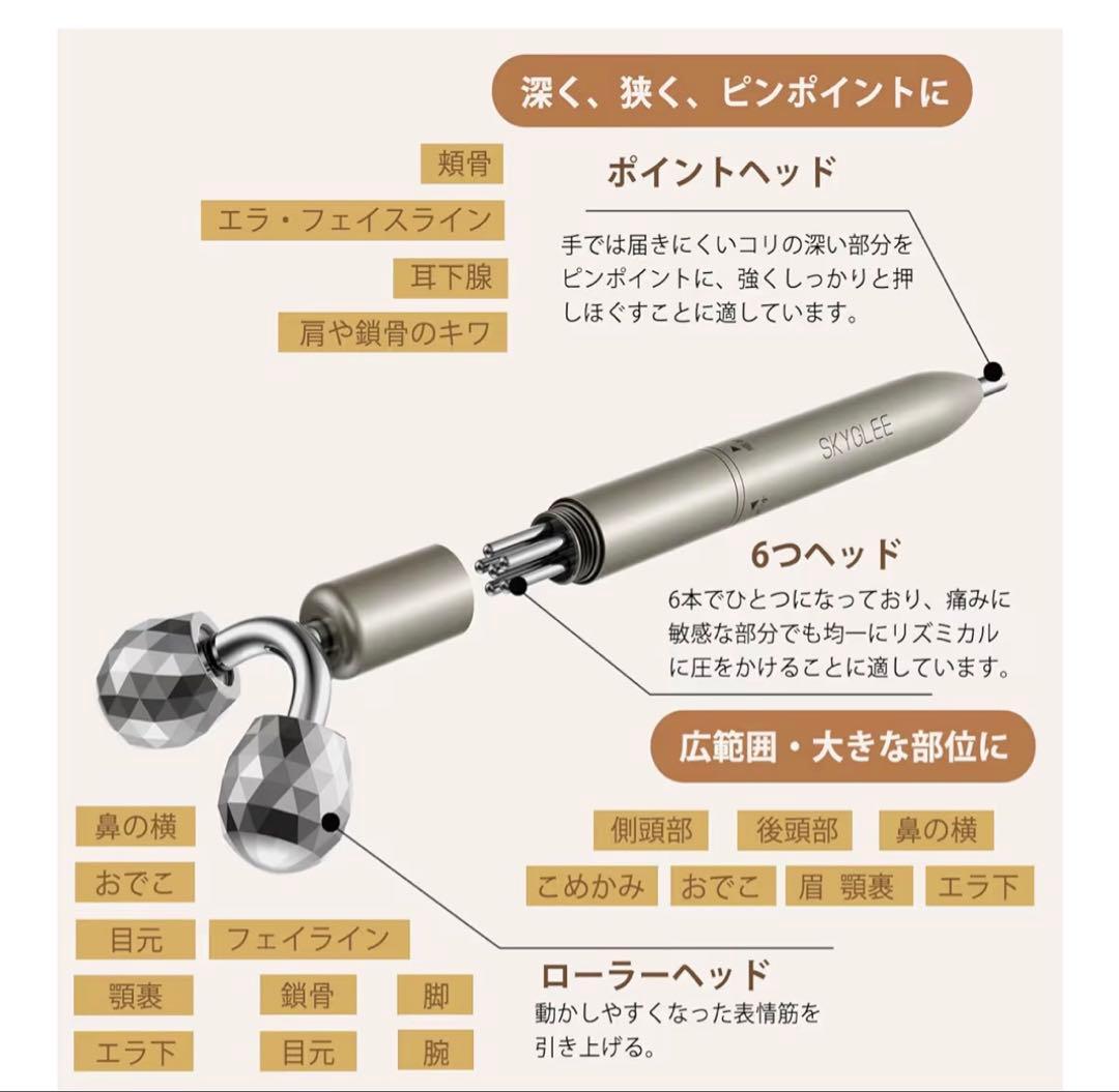 フェイス⭐︎マッサージローラー ツボ押し バネ式 Y字型 ポインター 美顔器