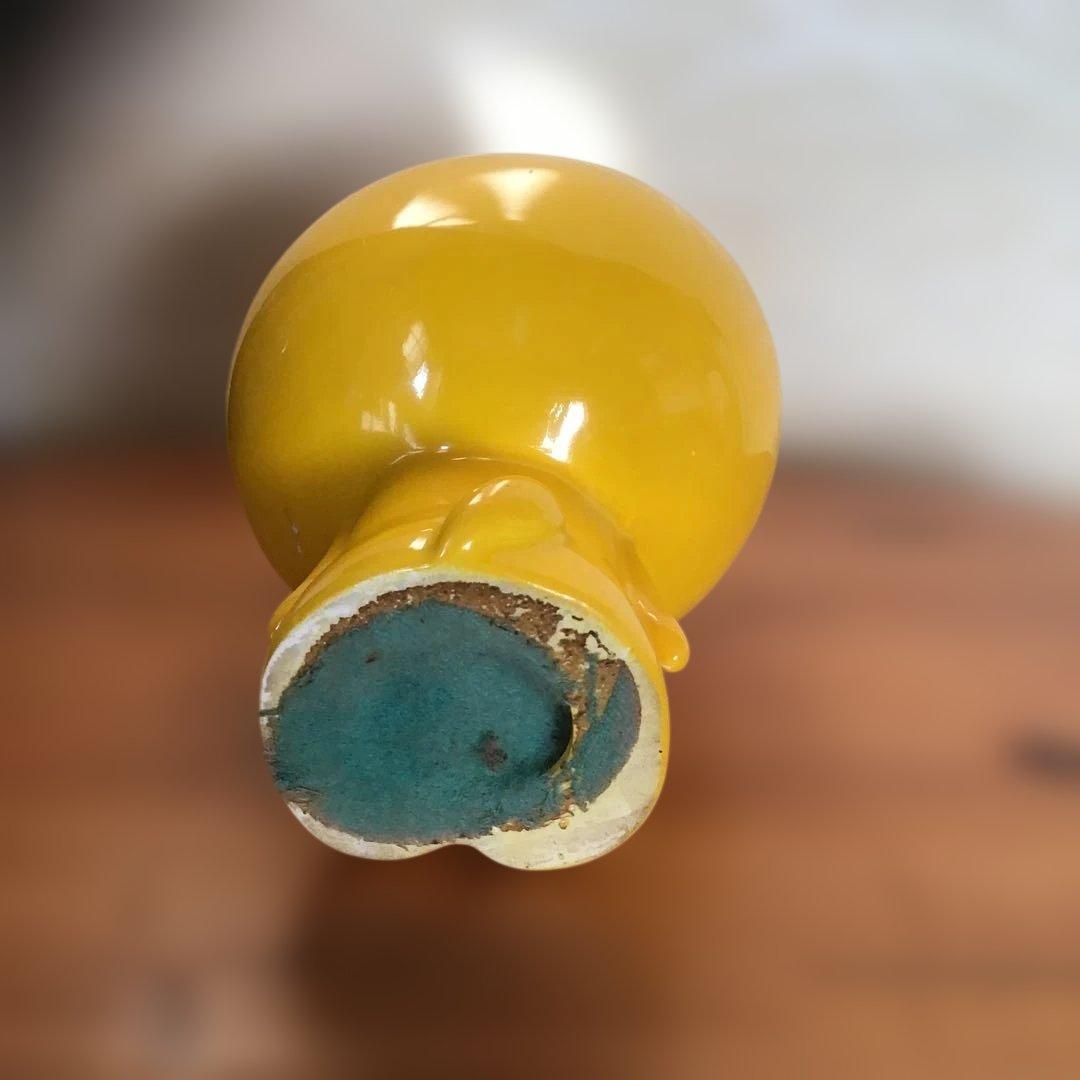 昭和レトロ　水森亜土さん？　陶器製貯金箱 黄色 non