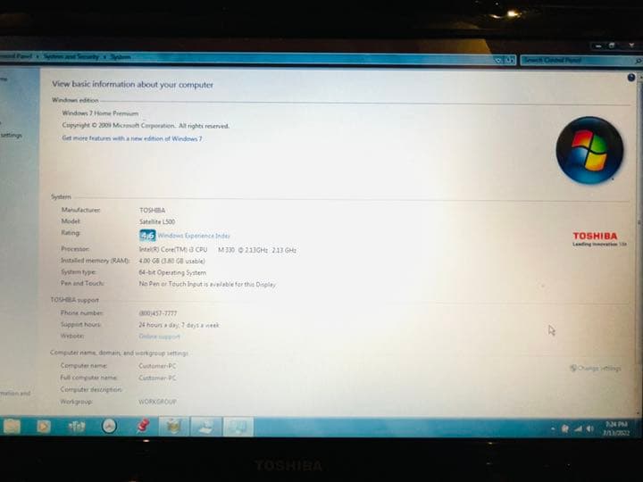 TOSHIBA Satellite L500 /Windows 7 (US版)