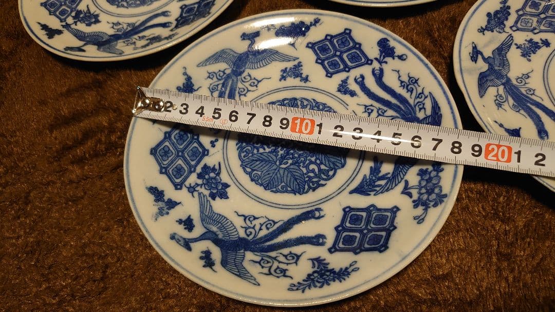 李朝　古染付　古伊万里　伊万里　染付　鳳凰の図　蔵出し　５客