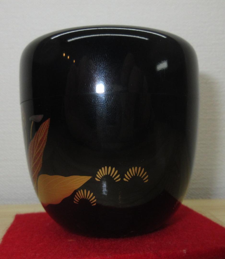 送料込【逢絢亭】茶道具 中棗 京塗 すみれ蒔絵 表千家書付 初瀬川柳庵 共箱入り