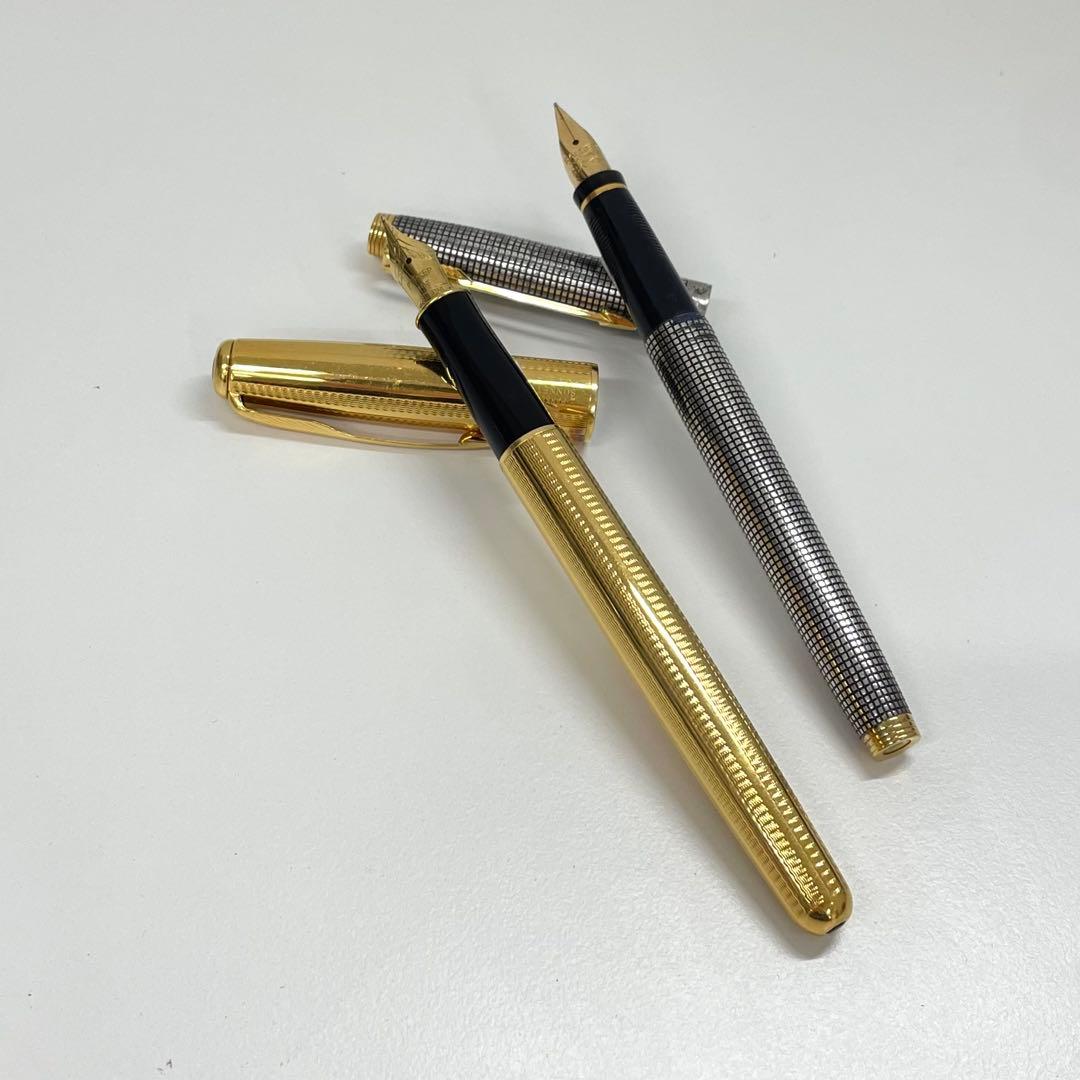 【TK】パーカー 万年筆 ソネット ペン先18K ゴールド系/925 2本まとめ