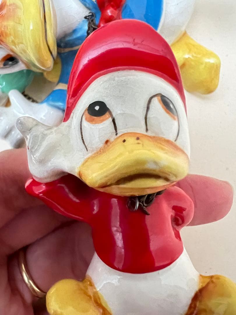 ビンテージ　ディズニー ドナルド & ヒューイ & ルーイ　陶器　フィギュア