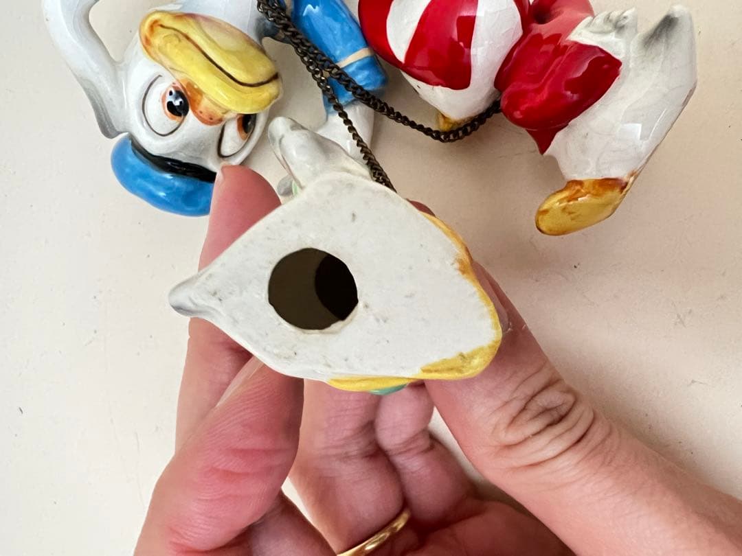 ビンテージ　ディズニー ドナルド & ヒューイ & ルーイ　陶器　フィギュア