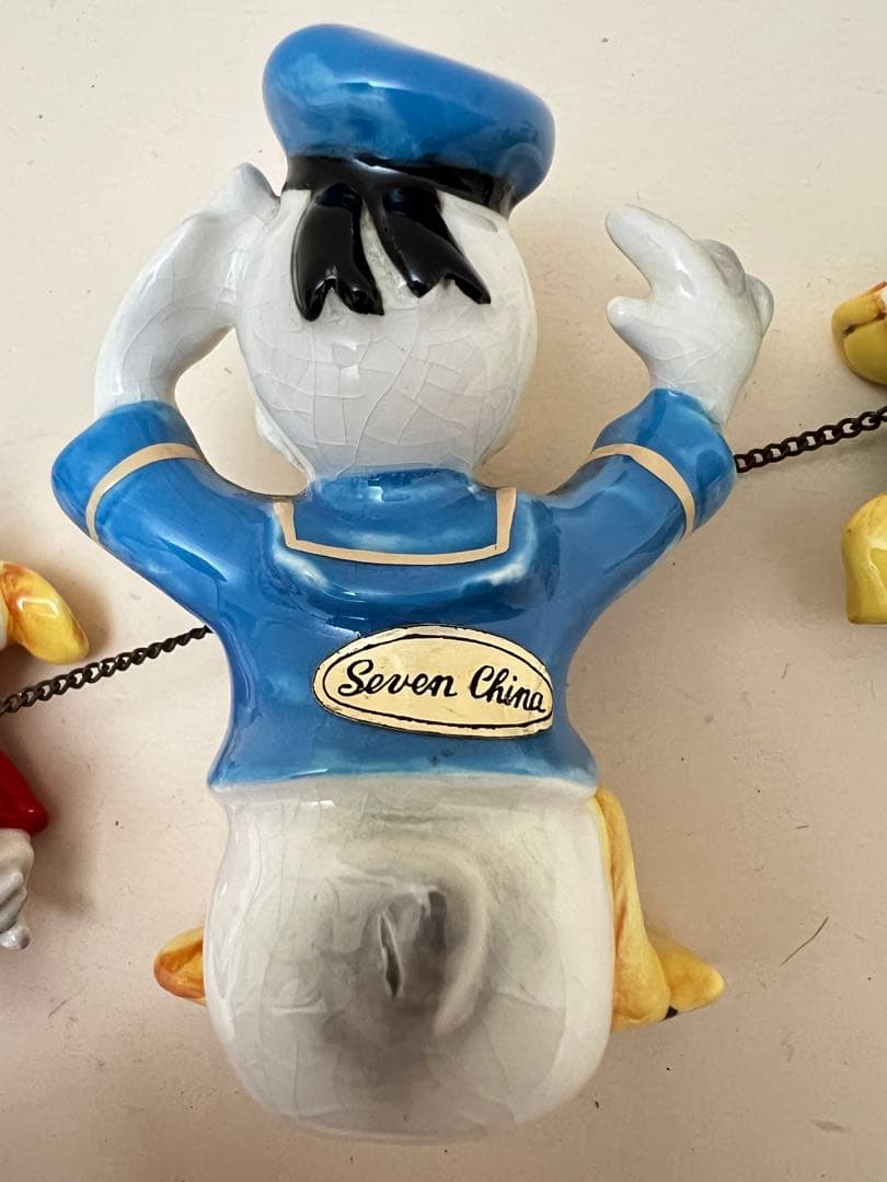 ビンテージ　ディズニー ドナルド & ヒューイ & ルーイ　陶器　フィギュア