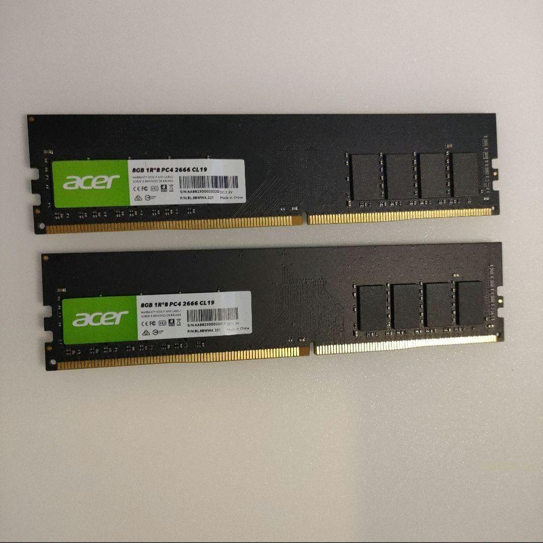 acer 16GB DDR4 メモリ PC4-2666 CL19 2枚　新品