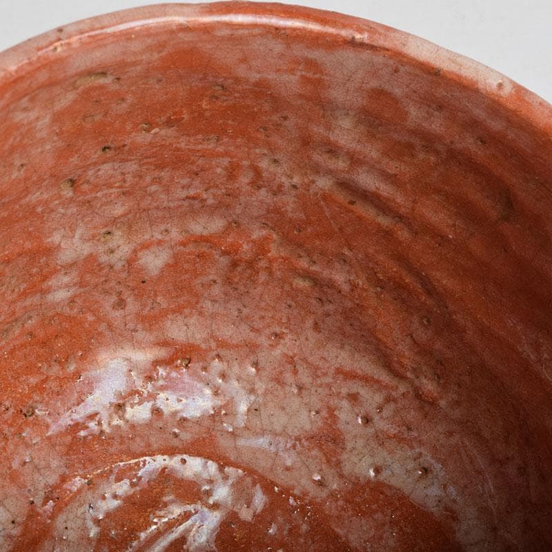茶道具　楽吉左衛門　九代　了入作　赤楽茶碗　共箱　M　R9637