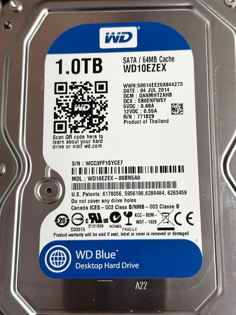 WD Blue 1TB HDD WD10EZEX 4台セット 正常動作品