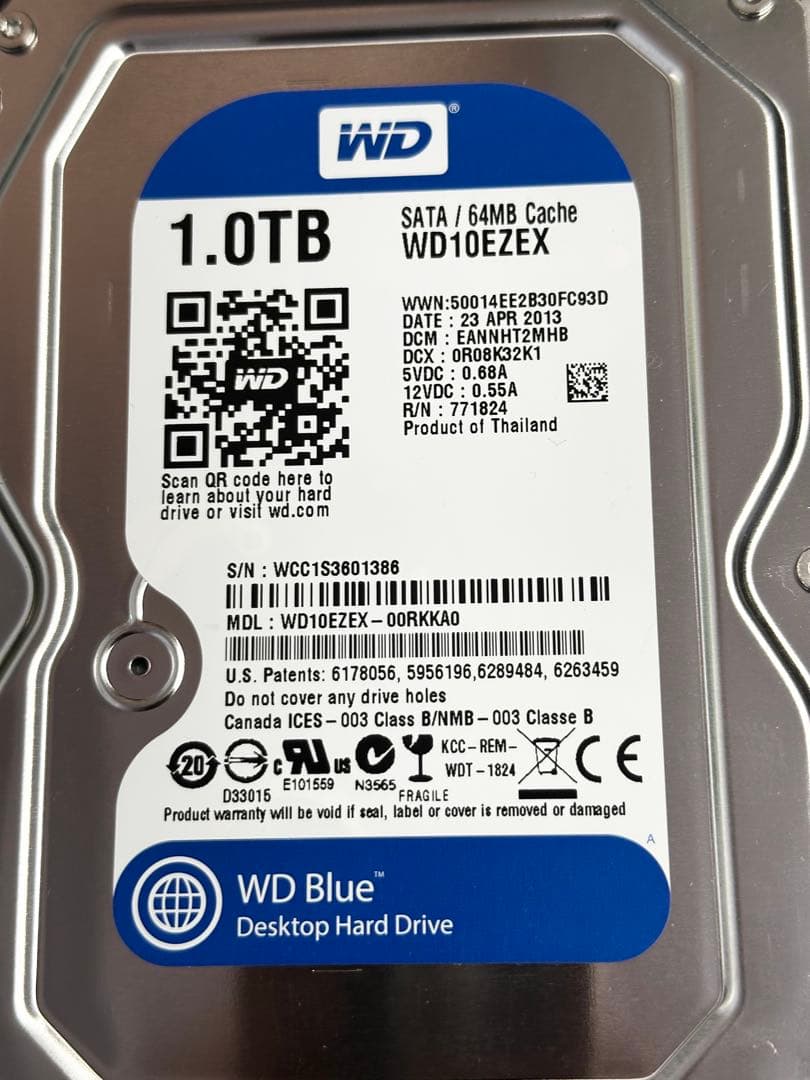 WD Blue 1TB HDD WD10EZEX 4台セット 正常動作品