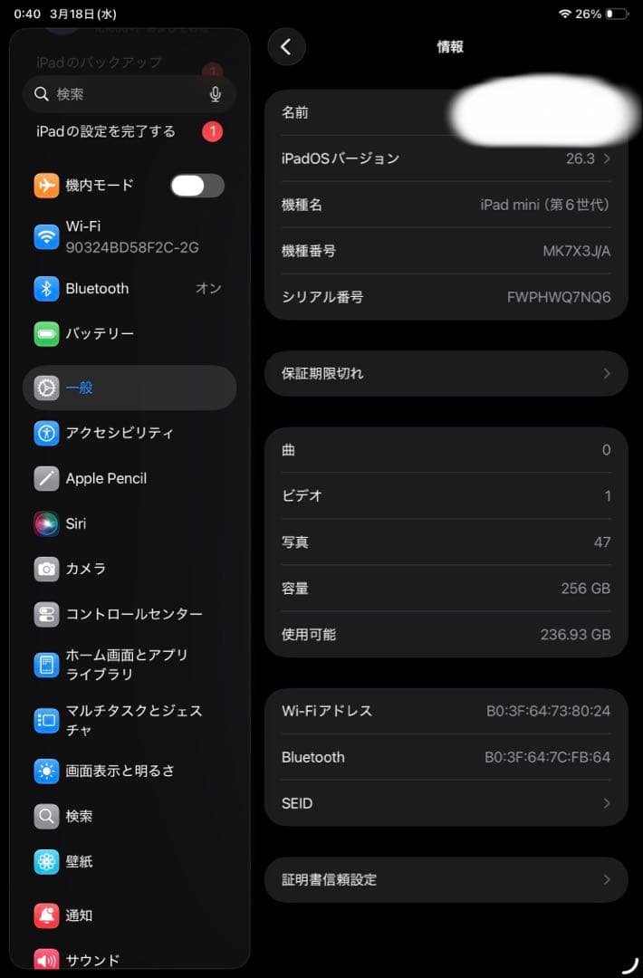 iPad mini 256GB 第６世代 パープル