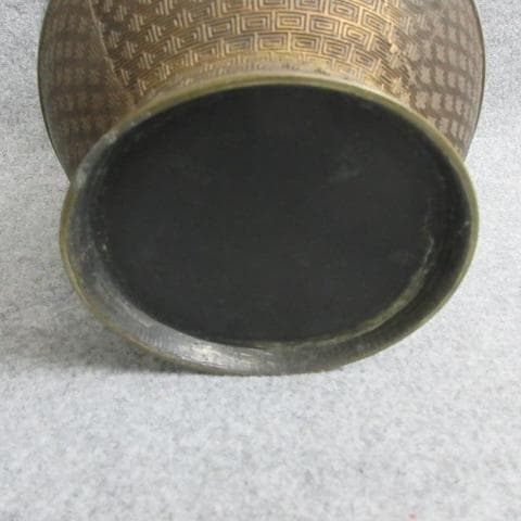 古七宝琺瑯彩花文双獣耳花瓶 [B28687]