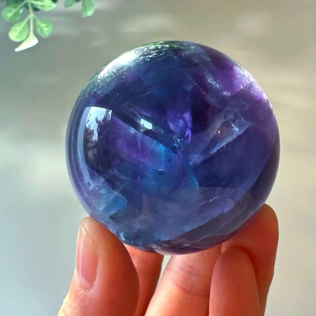 ブルーフローライト　スフィア　5.1㎝　224.2g フローライト　透明感　青
