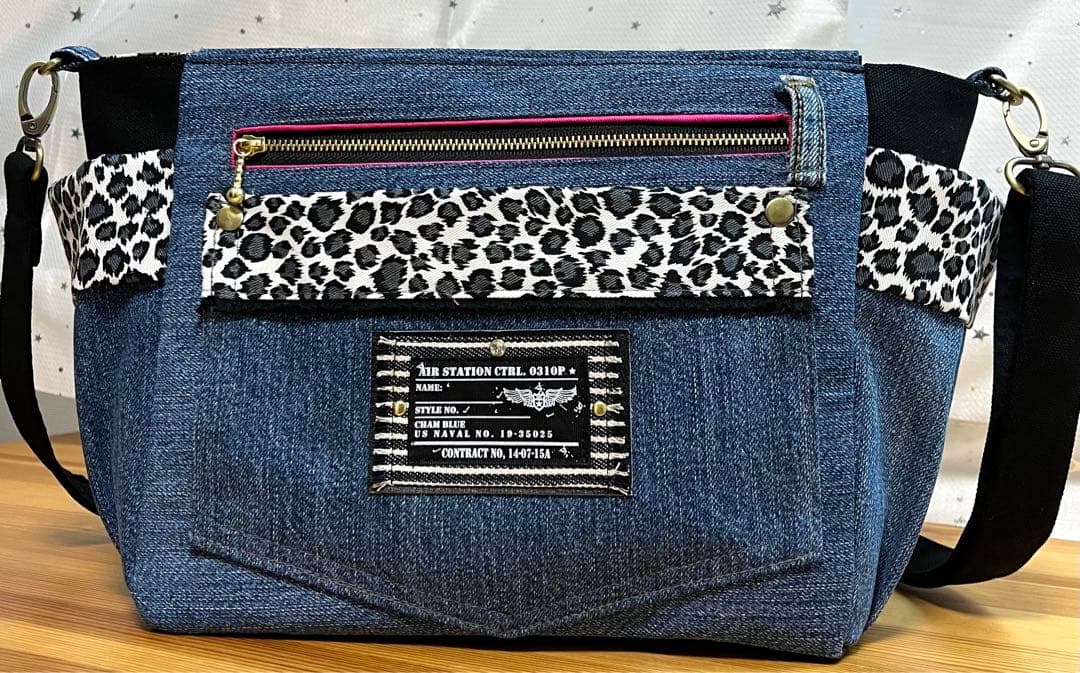 デニムリメイクバッグ（L）No.757☆ショルダーバッグ