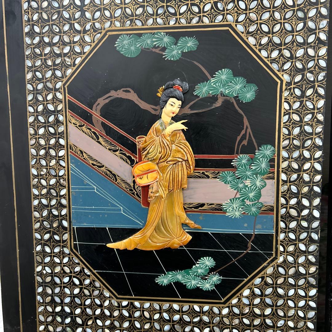 ☆玉彫屏風　深圳市博物館　国家芸術部　玉石屏風　6連☆