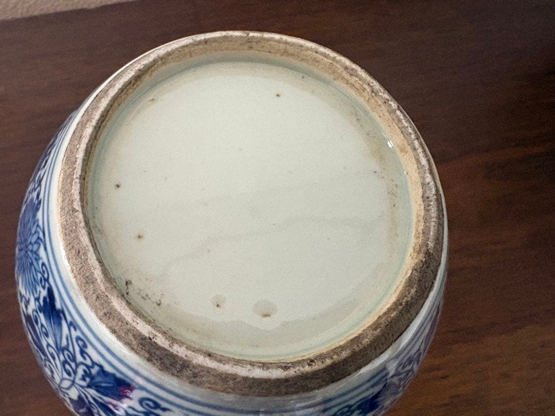 中国の花瓶　壺　青花磁器　染付 569g
