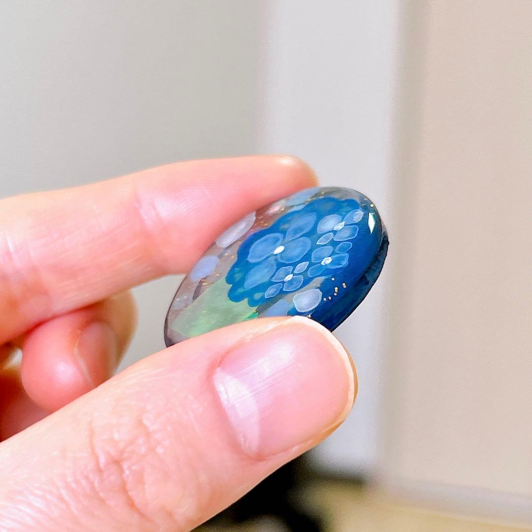 たらしこみ紫陽花　ヘアゴム　ブローチ　レジン