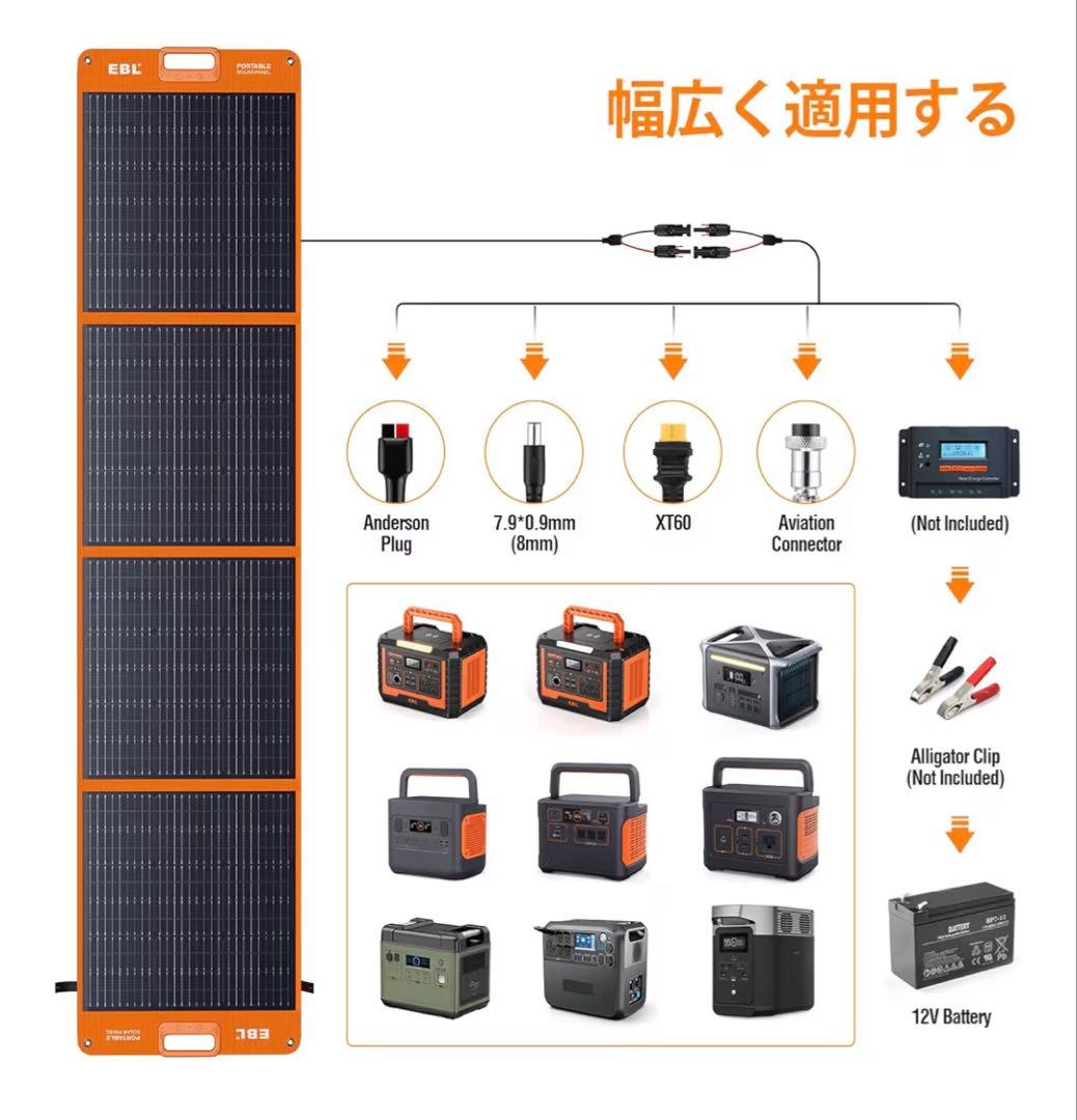 EBL ソーラーパネル 200W 折りたたみ 太陽光パネル ソーラーチャージャー