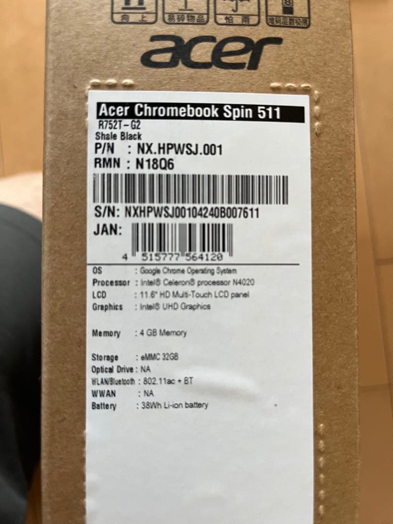 Acer　Chromebook Spin 511 R752（R752T-G2）