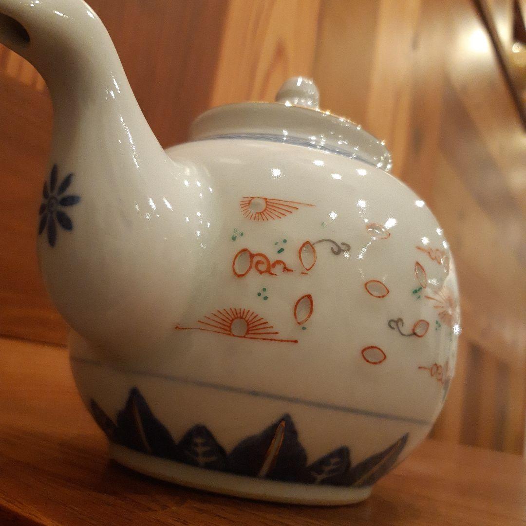 中国景徳鎮茶器 染付け蛍煎茶急須/中国壁掛け飾り皿　アンティーク