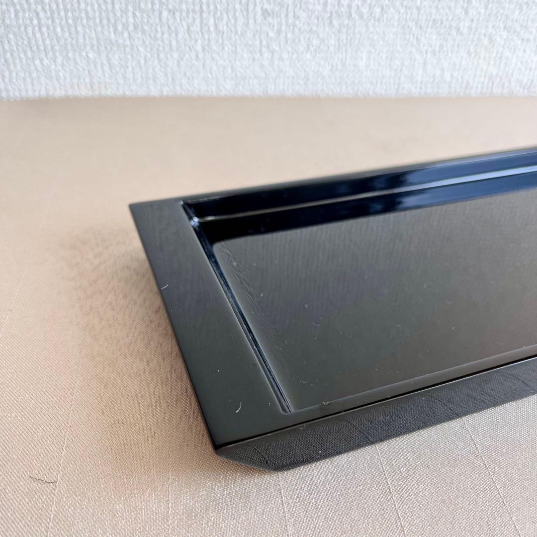 ★新品未使用★漆器　会津塗　舟形長方形　折敷　トレー　ロングトレー 化粧箱付き