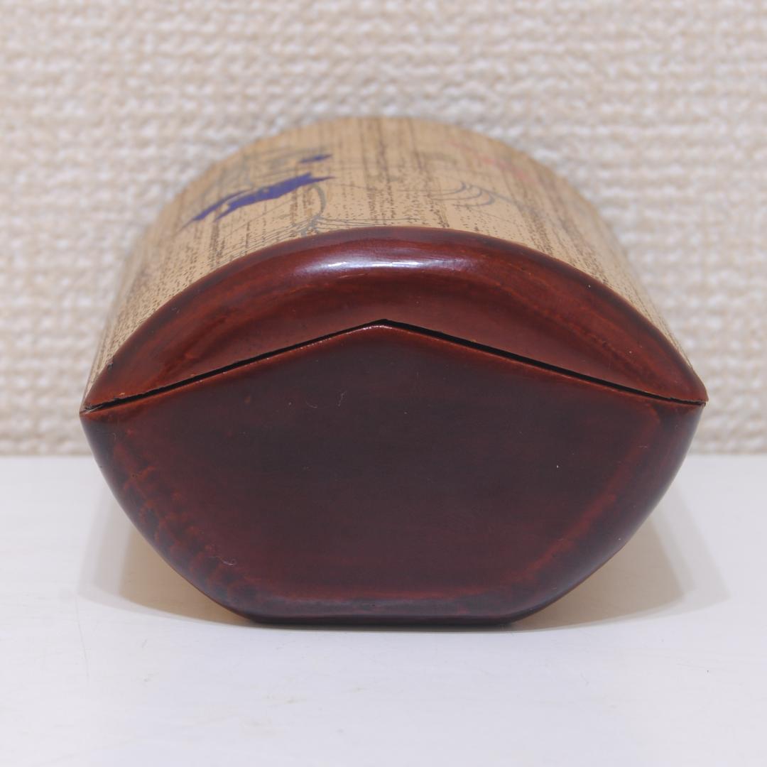 竹巻葉筥 光琳写し 草花文 漆絵 漆器 小箱 蓋物 茶道具 胡麻竹