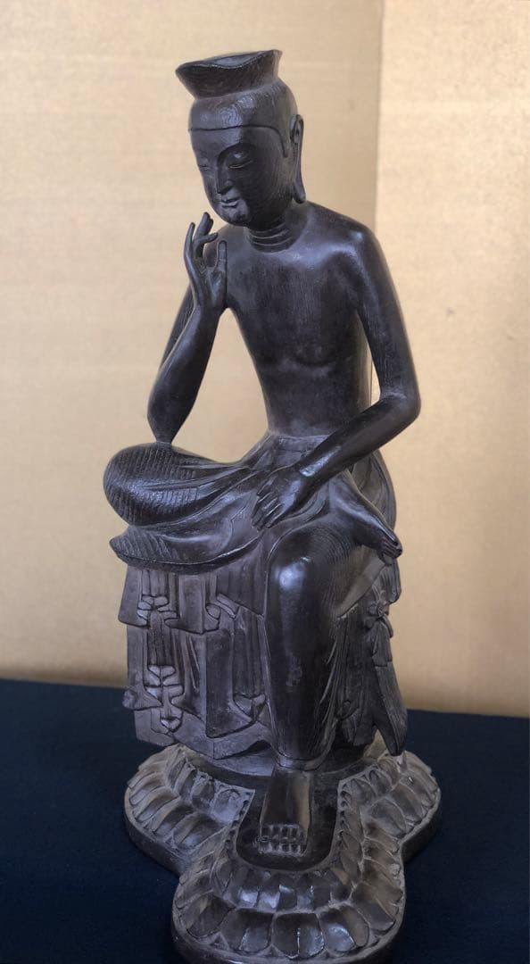 割引❗️《R》仏像 弥勒菩薩半跏思惟像 木彫 高さ約54㎝ 260203く4
